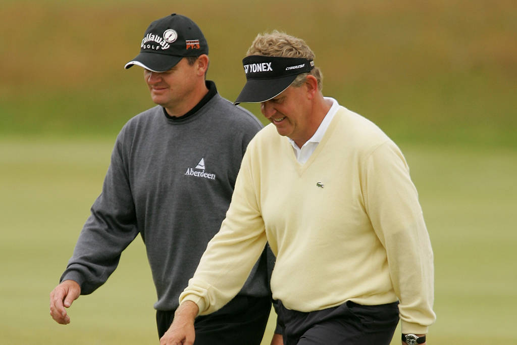 Colin Montgomerie and Paul Lawrie at The Open in 2005